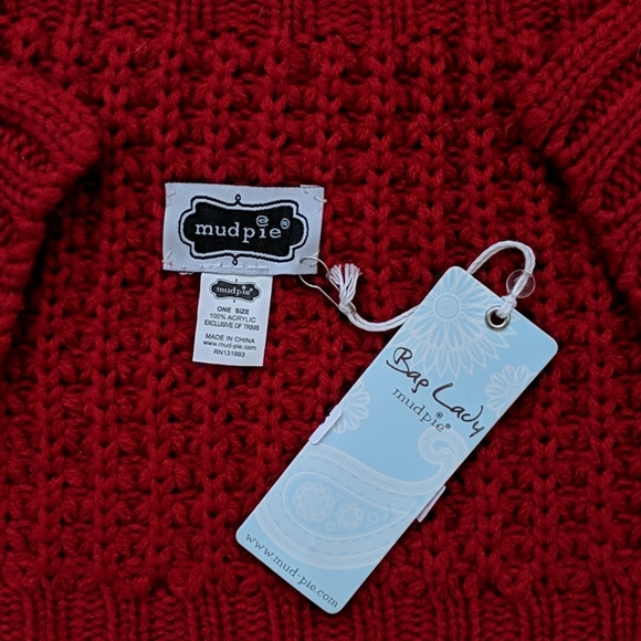 Red Knit Neck Warmer Muffler with Buttons - Picture 4 of 4